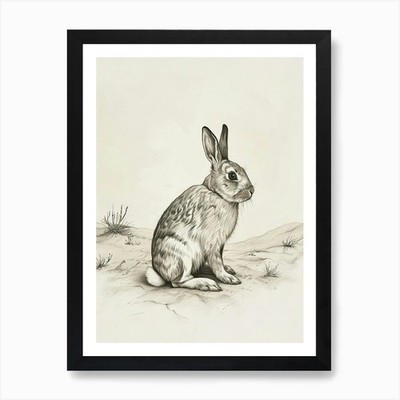 American Fuzzy Rabbit Zeichnung 1 Kunst gerahmtes Wandbild Poster Leinwanddruck Bild
