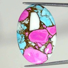 25.50Cts Cotton Candy Pink Copper Turquoise Oval Cabochon Loose Gemstone