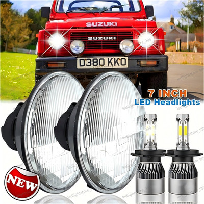 7 inch LED Round Headlights Pair DRL Hi/Lo Beam For Suzuki Samurai SJ410 x2