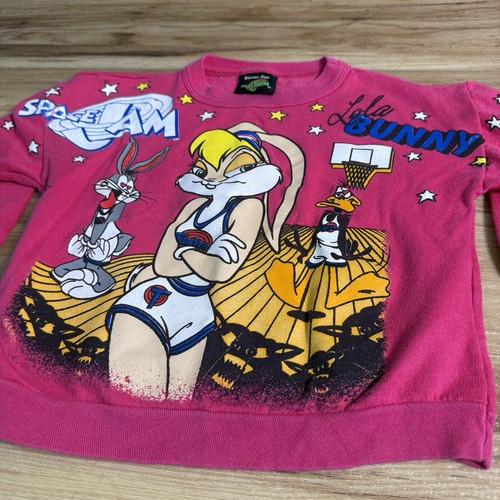 Vintage 1990S Space Jam Kids Lola Bugs Pink Aop Sweatshirt Youth Small