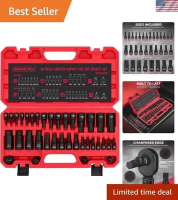 Versatile 36-Piece Hex Socket Set with 4 Adapters - Heavy Duty Storage Included