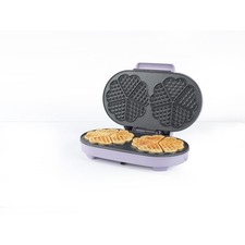 Image of Giles & Posner Double Heart Waffle Maker – 34cm, PFAS-Free, 1400W, Purple