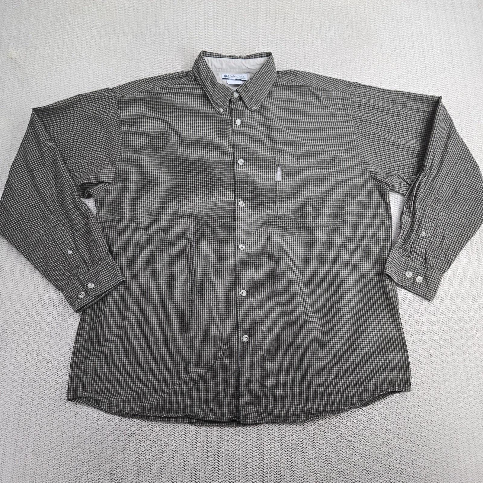 Columbia Sportswear Shirt Mens 2XL Green Check Long Sleeve Button Down Casual