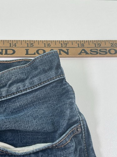 Abercrombie & Fitch Classic Straight Jeans Mens 33X32 Button Fly Blue Distress - Picture 8 of 13