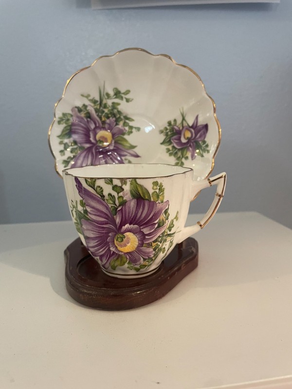 Vintage.   Victoria Bone China Tea Cup And Saucer with Flowers