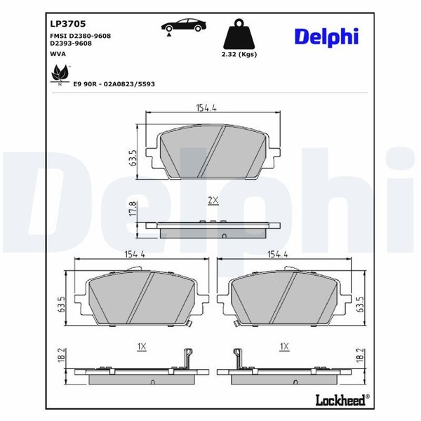 Delphi Bremsbelagsatz, Scheibenbremse LP862 FüR Renault-image
