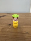 Vtg Fisher-Price Little People Western Town #934 Yellow Woman w/ Lime Green Hat
