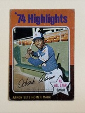 Hank Aaron 1975 Topps Mini #1 Highlights Atlanta Braves VG