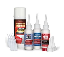 Professional-Grade 2 oz Thin, Medium, Thick CA Glue Set with 6 oz Activator -NEW