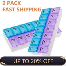 2 Pack Weekly Pill Box Organizer Twice a Day 7 day AMPM Organizer Case Medicine