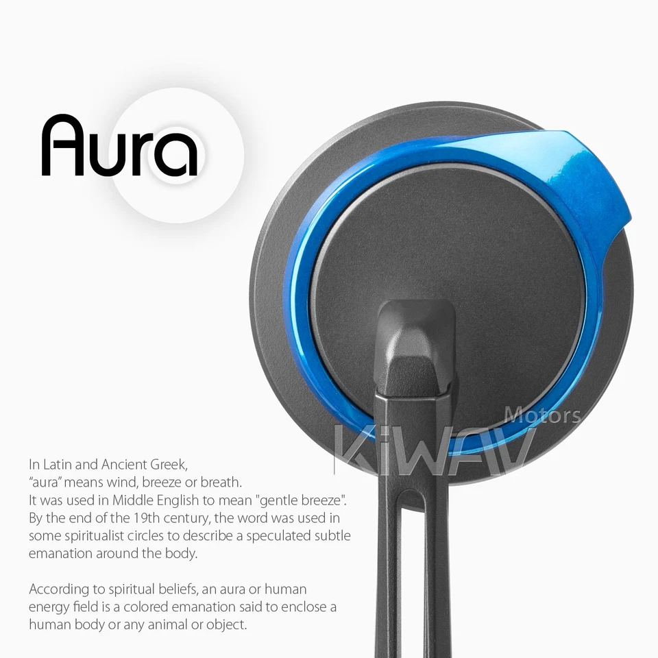 Espejos retrovisores de extremo de barra delgada AURA redondos azules para Vespa Gran Turismo 125/200 ('03~) Foto 4 de 4