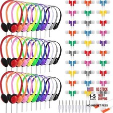 60 Pack Bulk Earbud Headphones for Classroom Student Wired Headphones Class