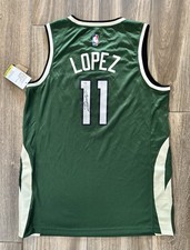 Brook Lopez Signed Milwaukee Bucks Jersey NBA Champion Nets LA Clippers PSA COA