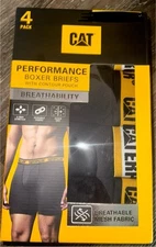 Caterpillar 4-Pair Mens Boxer Brief Underwear Polyester Blend Black (C) ~ M
