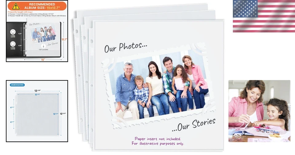 Protectores de página para álbum de recortes 12x12 sin ácido - Juego de 10 para conservación duradera Foto 2 de 4