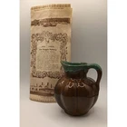 Van Briggle Pottery Brown and Turquoise Drip Glaze Pitcher with Brochure