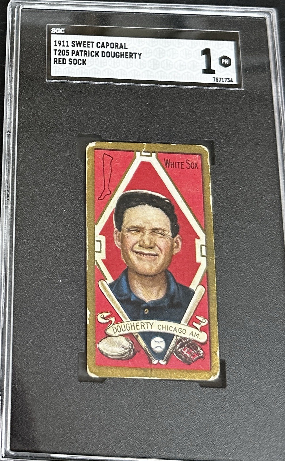 1911 T205 Gold Border Sweet Caporal Patsy Dougherty Red Sox Emblem SGC 1