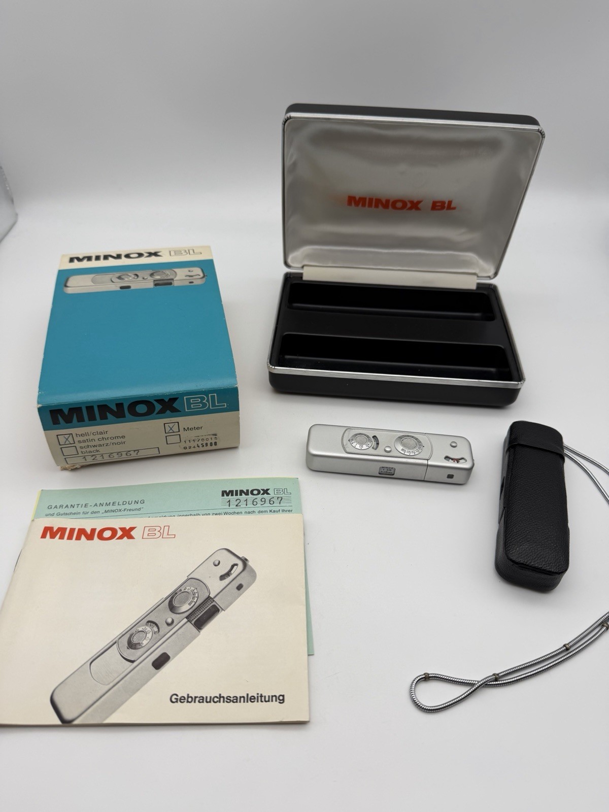 Minox BL Miniature Camera with Leather Case / Instruction Manual / Original Box