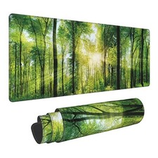 Scenic Forest of Fresh Green Deciduous Trees Extended Gaming Mouse Pad Large ...