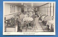 CUNARD WHITE STAR LINER QUEEN ELIZABETH.1st CLASS GARDEN LOUNGE.POSTCARD