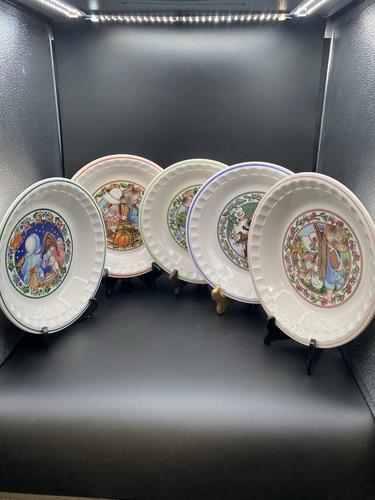 Complete Set of 5 Pie Plates Watkins Country Kids Collector's Recipe 1989