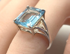 Vintage Sterling Silver 925 Blue Topaz band Ring size 6