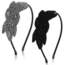 Vintage 1920S Flapper Headband 2-Pack Rhinestone Sequin Gatsby Headpiece