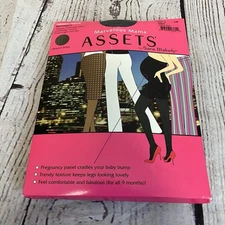 Spanx Assets Black Sz 2 Maternity Terrific Tights Opaque Patterned Firms