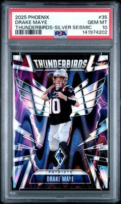 Drake Maye Thunderbirds Silver Seismic /99 2025 Panini Phoenix PSA 10 *Pop 5*