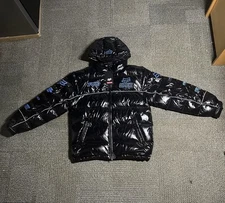 Supreme x Fox Racing Shiny Down Puffer Jacket Black/Blue Men's Size Medium New