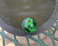 Vintage Marble Akro Agate Slag Neon Green White Swirl 0.655" WOW Transparent