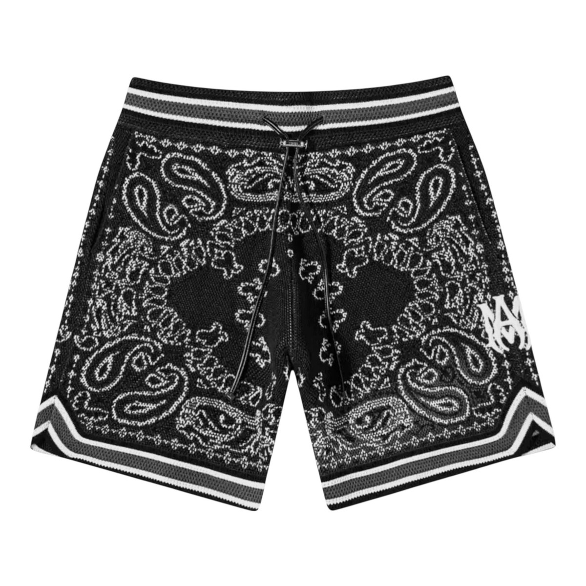 Amiri Bandana B-Ball Crochet Knitted Shorts Black White | eBay