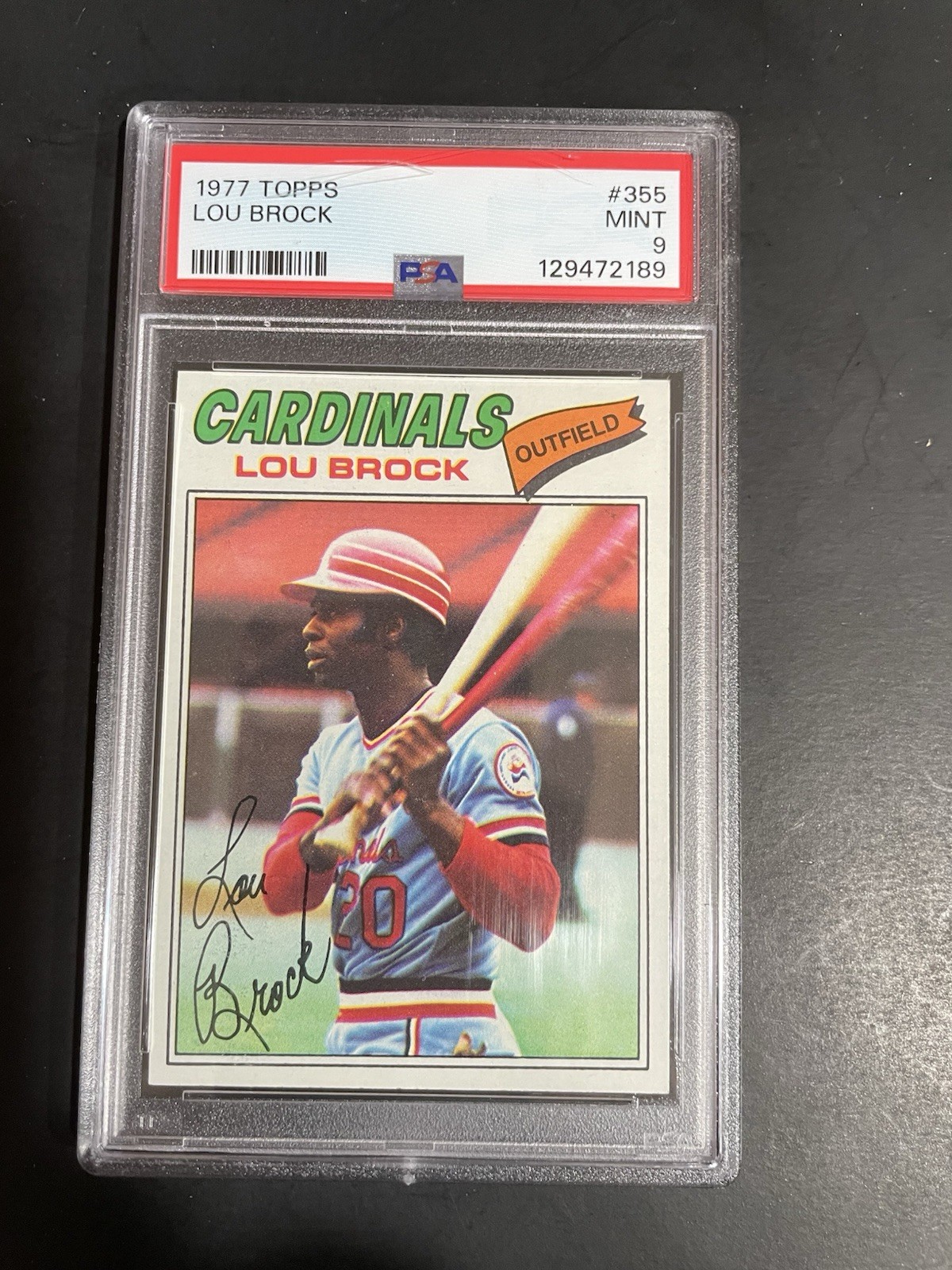 1977 TOPPS LOU BROCK, #355, PSA 9, HOF (Free Shipping On Any 3!)
