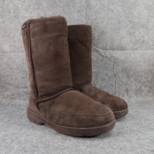 Bearpaw Damenschuhe 9 Stiefel Winter bequem Wiese Leder Wolle zum Überziehen braun hoch