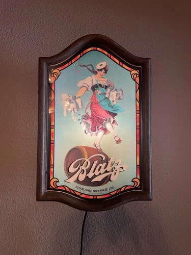 Vintage Blatz Beer Lighted Sign w/Dancing Girl Valerie - Nice Condition 20”
