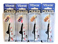 (4) Blue Fox Vibrax Chaser Inline Spinners Size 3 - 7/16 oz 2 Colors In Set New 