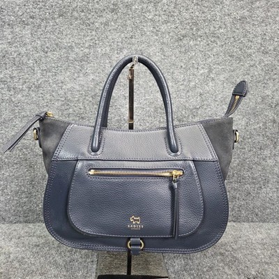 Radley London Dukes Place Medium Zip Top Handle Satchel Bag Blue Leather