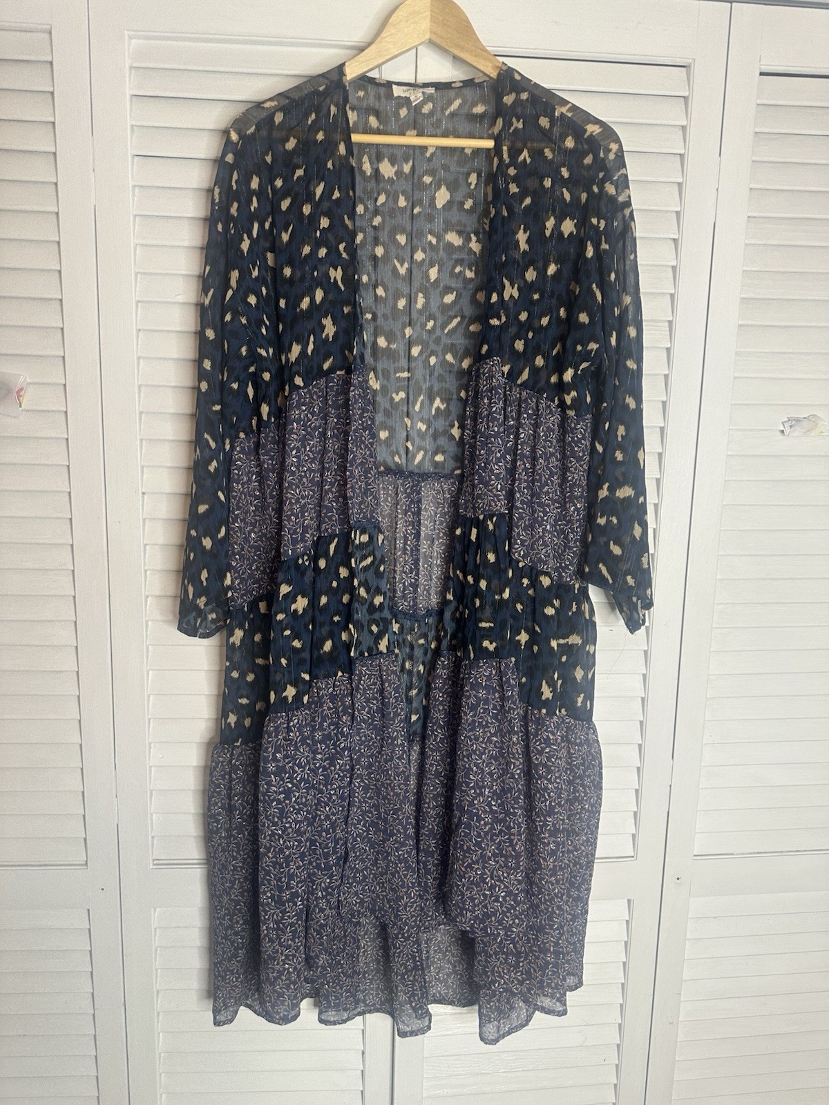 Umgee Patchwork Floral Leopard Metallic Duster Ki… - image 3