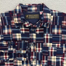 Uniqlo Shirt Mens Extra Small Navy Blue Plaid Flannel Patchwork Button Up Polo 2
