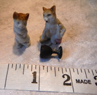 Antique Victorian Bisque Porcelain Cat Figurines w/ Spilled Wine & Fish Germany? — photo 2