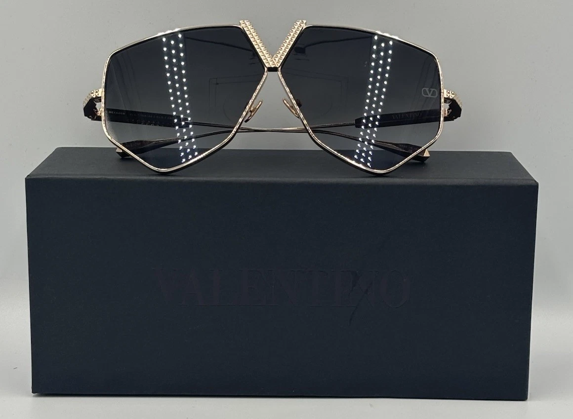 Valentino Gold Aviator Sunglasses for Women for sale | eBay display picture 2
