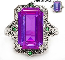 8CT Natural Alexandrite 925 Sterling Silver Edwardian Style Ring Sz 6,7 AZ3