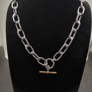 David Yurman Madison Toggle Chain Necklace Sterling Silver 925 & 18K Gold 18in