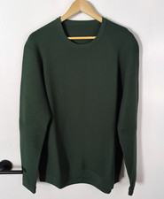 Lululemon Textured Knit Crewneck Sweater Mens Large Green Performance Stretch