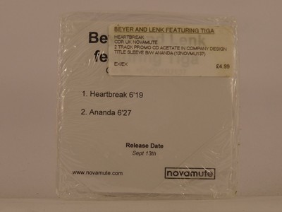 BEYER AND LINK FT TIGA HEARTBREAK (L43) 2 Track Promo CD Single including White 