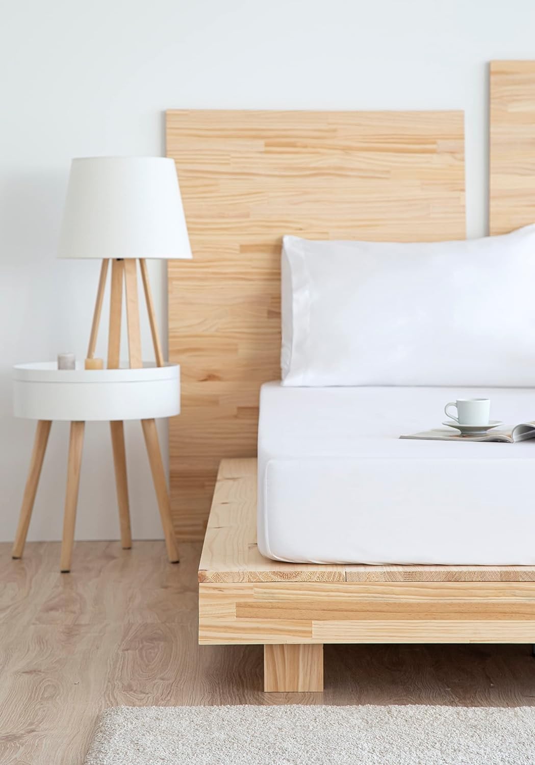 Drap housse blanc microfibre brossée pour lit douillet de chambre parentale - 4
