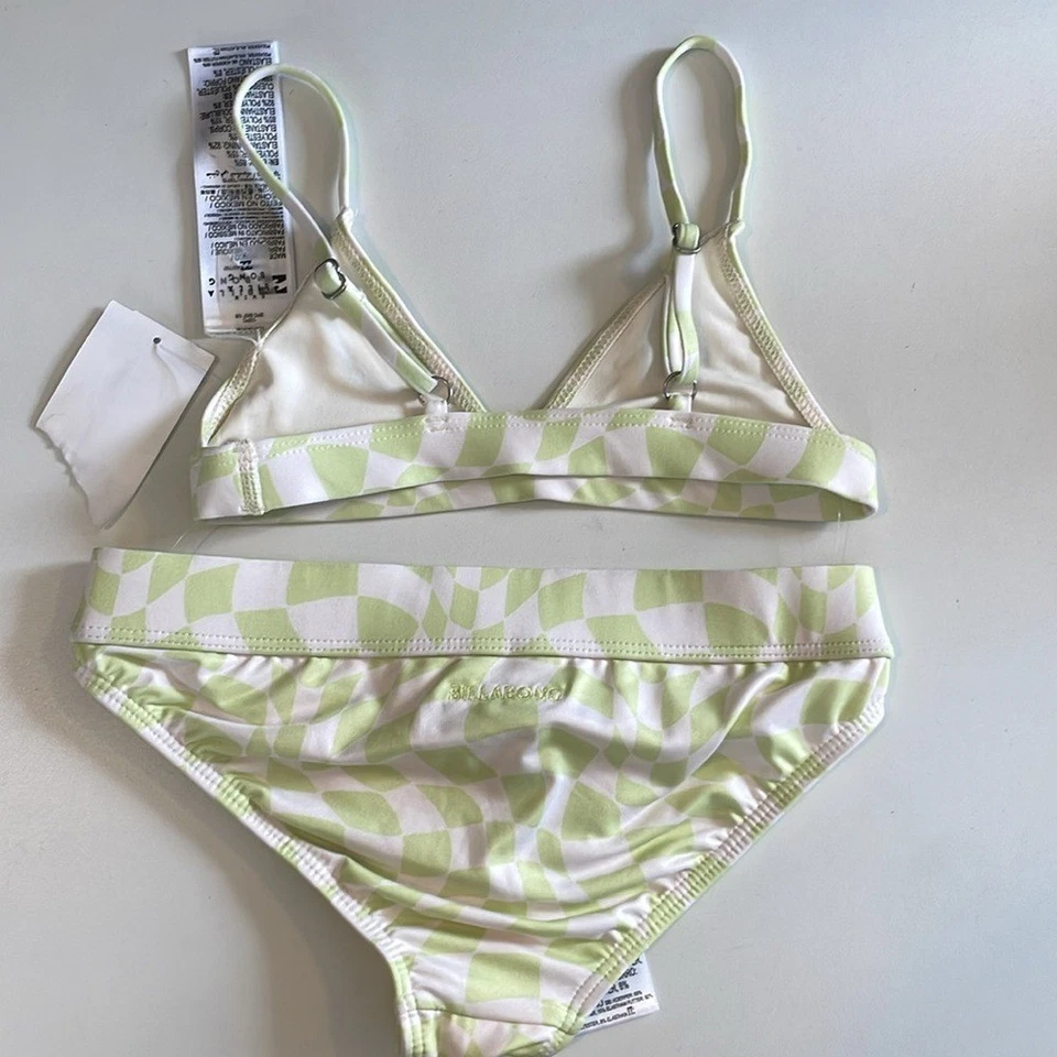 Billabong Lime and White Bikini Set Girls Size 7 - Image 3 of 4