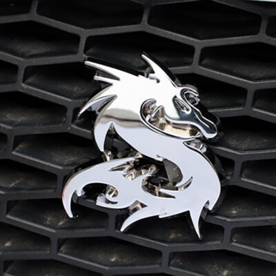 Auto Kühlergrill Emblem Drachen-Symbol Logo Silber 3D Metall Cars Tuning