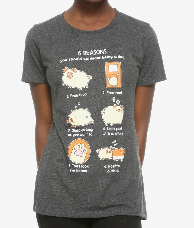 Pusheen The Cat PUGSHEEN REASONS TO BE A DOG T-Shirt NWT Licensed