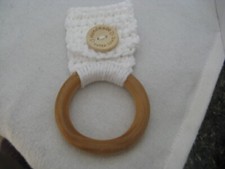 Crochet Kitchen Towel Wood Ring Holder   Gift Idea